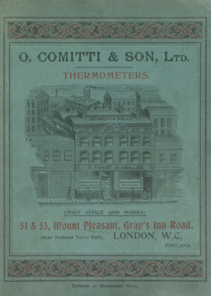 A blue paper with a picture of a building
Description automatically generated